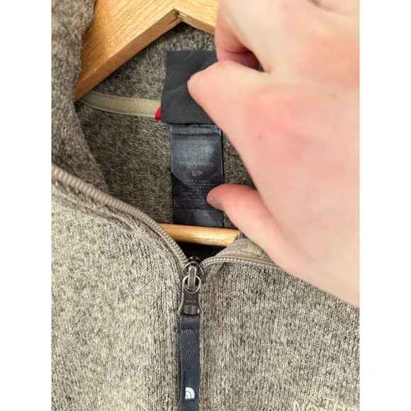 The North Face Gordon Lyons Quarter Zip Fleece Sweater Mens Small Brown Heather - Picture 6 of 7